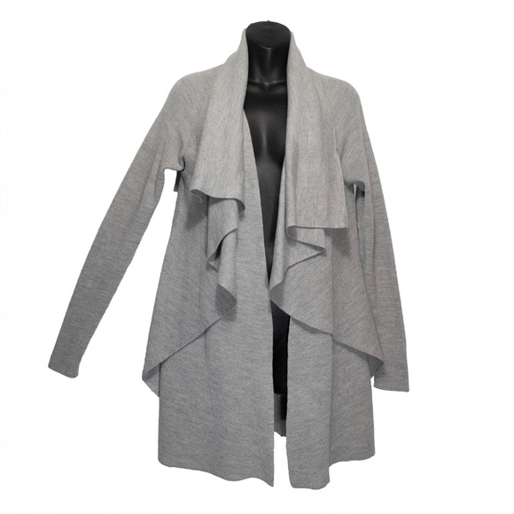 Theory Wool Open Front Waterfall Cardigan - Picture 2 of 6